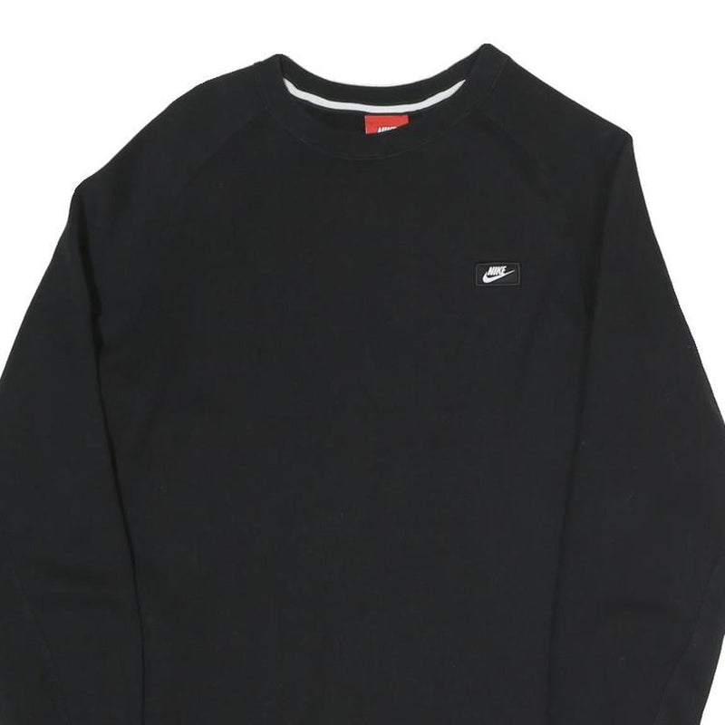 NIKE Mens Black S Crew Neck Cotton Blend Sweatshirt Logo Patch
