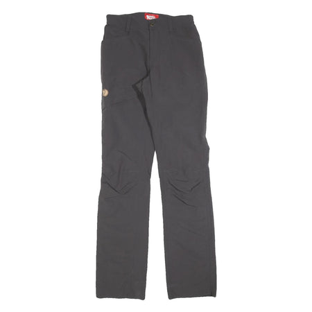FJALLRAVEN Womens Polyester Blend Slim Black Trousers W26 L32 Outdoor Adventure