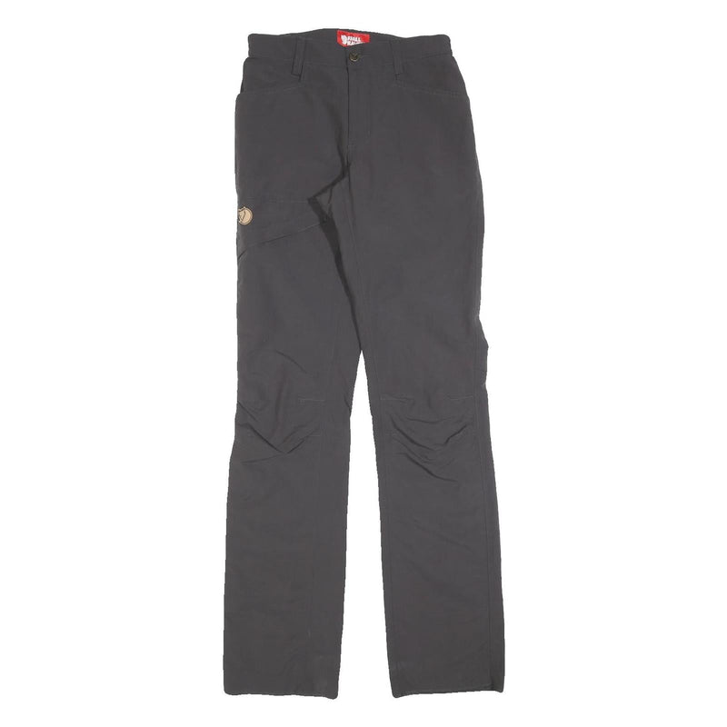 FJALLRAVEN Womens Polyester Blend Slim Black Trousers W26 L32 Outdoor Adventure