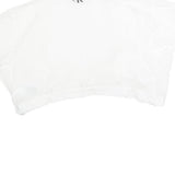 CALVIN KLEIN Womens White Tie Front Cropped Top Short Sleeve Crew Neck L