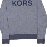 MICHAEL KORS Mens Blue Plain Cotton Blend Crew Neck Basic Knit Jumper M