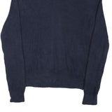 TOMMY HILFIGER Mens Blue Plain Cotton Blend Jumper Crew Neck Basic Knit L