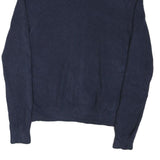 TOMMY HILFIGER Mens Blue Plain Cotton Blend Jumper Crew Neck Basic Knit L