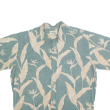 COOKE STREET Mens Green & Cream Printed Cotton Shirt L Summer Tropical Leaf