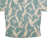 COOKE STREET Mens Green & Cream Printed Cotton Shirt L Summer Tropical Leaf