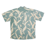 COOKE STREET Mens Green & Cream Printed Cotton Shirt L Summer Tropical Leaf