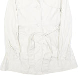 ZARA Womens White Cotton Blend Button Jacket S Plain Lightweight Stylish