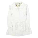 ZARA Womens White Cotton Blend Button Jacket S Plain Lightweight Stylish