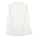 ZARA Womens White Cotton Blend Button Jacket S Plain Lightweight Stylish