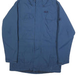 JACK WOLFSKIN Mens Blue Outdoor Jacket L Polyamide Plain Hooded Button Winter