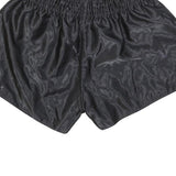 Mens Black Casual Shorts Polyester Blend L W28 Sports Logo Elastic Waist