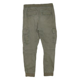 H&M Mens Cotton Blend Green Slim Cargo Trousers W30 L25 Casual Drawstring
