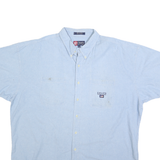 CHAPS RALPH LAUREN Mens Blue 2XL Cotton Button Down Shirt Short Sleeve Casual