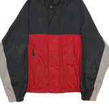 NAUTICA Mens Black & Red Sports Competition Hooded Nylon Jacket L Windbreaker