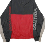 NAUTICA Mens Black & Red Sports Competition Hooded Nylon Jacket L Windbreaker