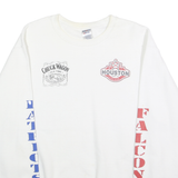 HANES Mens White NFL Super Bowl LLI Crew Neck M Cotton Blend Sweatshirt
