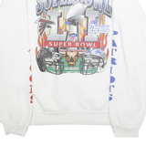 HANES Mens White NFL Super Bowl LLI Crew Neck M Cotton Blend Sweatshirt