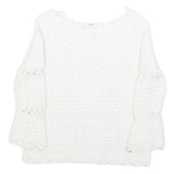 TED BAKER Womens White Plain Jumper Round Neck Basic Knit M Elegant Knitwear