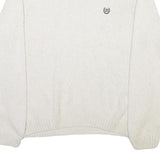 CHAPS Mens White Crew Neck Plain Basic Knit Jumper L Cotton Blend Casual Comfort