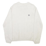 CHAPS Mens White Crew Neck Plain Basic Knit Jumper L Cotton Blend Casual Comfort