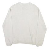 CHAPS Mens White Crew Neck Plain Basic Knit Jumper L Cotton Blend Casual Comfort