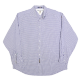 TOMMY HILFIGER Mens Blue & White Check Shirt 2XL Cotton Blend Long Sleeve Button