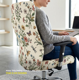 Anyseat Office Chair Cover –White Leafy Design, Medium Size, Non-Slip Rotating Seat Case with Universal Armrest Protector