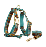 Anypet Heavy Duty Dog Leash – Green Plaid Spiral Metal Harness Lead for Training & Walking