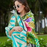Anyyou 100% Mulberry Silk Avocado Green Long Scarf for Women Luxury Beach Shawl Swimwear Cover-Up Pashmina Wrap Foulard