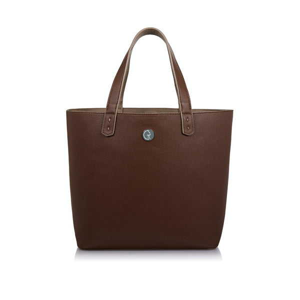 Reversible Vegan Tote In Brown & Beige