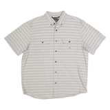 CARHARTT Mens Beige & White Striped Casual Button Down Shirt L Cotton Relaxed