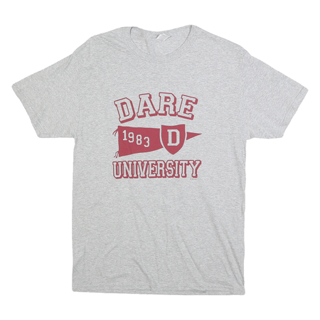 FRUIT OF THE LOOM Mens Grey Dare University Graphic T-Shirt M Short Sleeve Crew