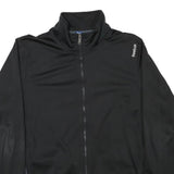 REEBOK Mens Black Zip Front Jacket XL Polyester Blend Plain Casual Sportswear