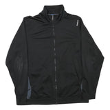 REEBOK Mens Black Zip Front Jacket XL Polyester Blend Plain Casual Sportswear