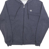 CHAMPION Mens Blue Full Zip Hoodie M Cotton Drawstring Casual Sportswear