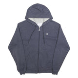 CHAMPION Mens Blue Full Zip Hoodie M Cotton Drawstring Casual Sportswear