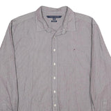 TOMMY HILFIGER Mens Grey Pinstripe Shirt 2XL Classic Long Sleeve Button