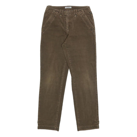 CHER Womens Cotton Blend Brown Regular Straight Trousers W28 L30 Casual Comfort