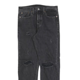 LEVI'S Womens Regular Fit Black Denim Ripped Button Closure W27 L27 Skinny Jeans