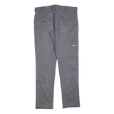 DICKIES Mens Cotton Blend Slim Grey Trousers W32 L32 Workwear Zip Closure