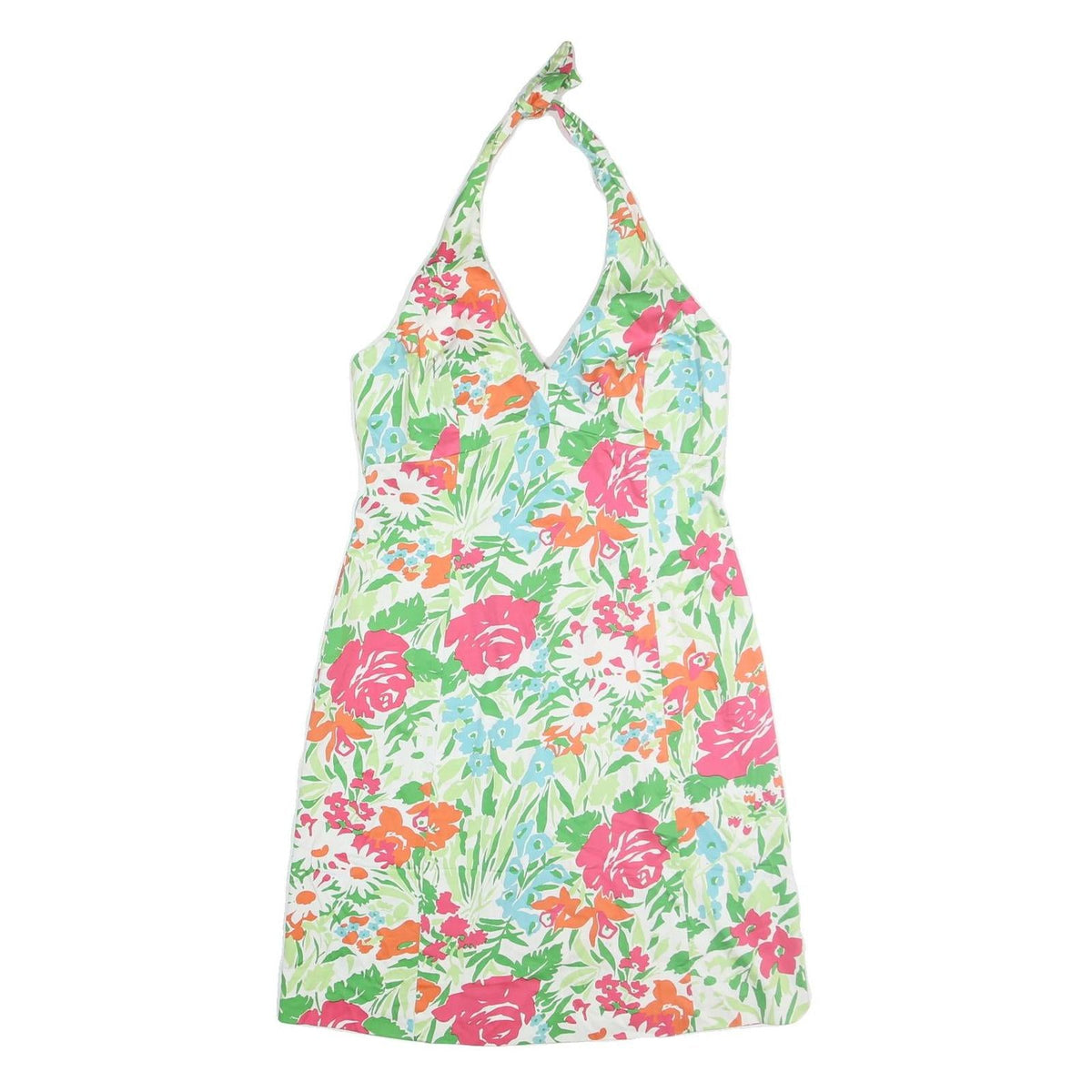 chaps green dress Womens White & Pink Floral Halter Cotton Blend Midi – Cerqular CLEARANCE TAG: SEPTEMBER-SALE-2026