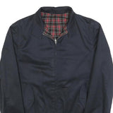 SANDRO Mens Navy & Red Checked Zip Jacket M Cotton Blend Classic Fit Lightweight