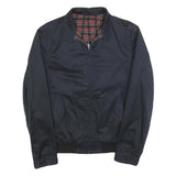 SANDRO Mens Navy & Red Checked Zip Jacket M Cotton Blend Classic Fit Lightweight