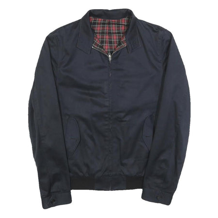 SANDRO Mens Navy & Red Checked Zip Jacket M Cotton Blend Classic Fit Lightweight