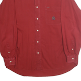 BUGLE BOY Mens Red Casual Long Sleeve Shirt L Embroidered Logo Cotton
