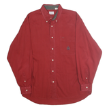 BUGLE BOY Mens Red Casual Long Sleeve Shirt L Embroidered Logo Cotton