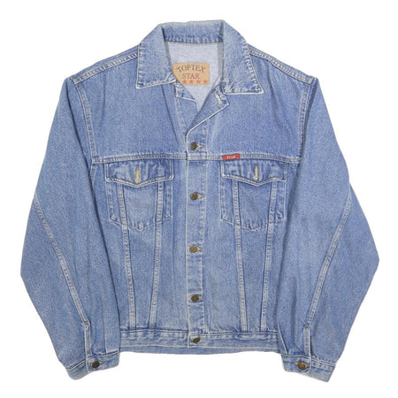 TOP TEX Mens Blue Denim Button Jacket L Cotton Classic Casual Vintage