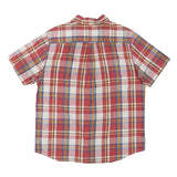 CHAPS Mens Red & White Plaid Shirt L Button-Down Collar Cotton Blend Casual