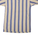 GULF TRADERS Mens Blue & Beige Striped Short Sleeve Polo Shirt L Cotton Blend