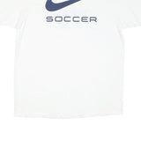 NIKE Mens White & Blue Success Soccer Camp Graphic T-Shirt S Short Sleeve Crew